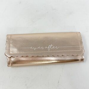 EVER AFTER Pink Metallic Rose Gold Tri-Fold Jewelry Case Multiple Pockets